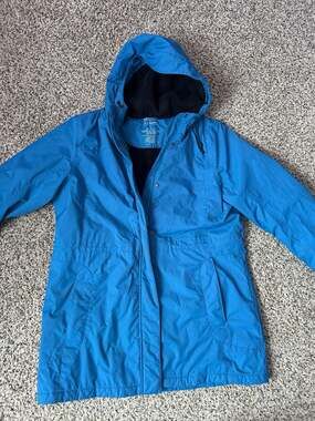 L.L. Bean Hooded Jacket Size L Blue Fleece Lined Winter Coat